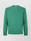 Mc2 Saint Barth Ribbed Hem Crew Neck Lambswool Sweater In Green