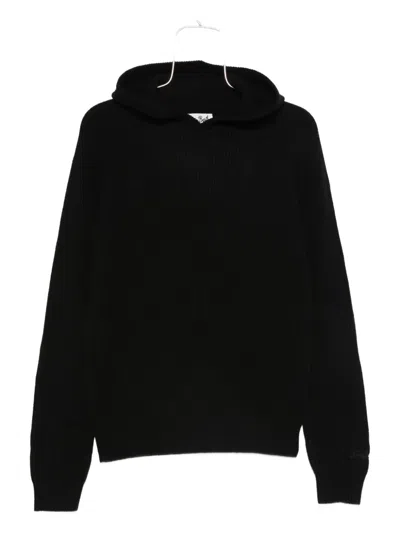 Mc2 Saint Barth Ribbed-knit Hoodie In Black