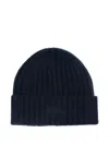 Mc2 Saint Barth Ribbed Knit Wengen Cashmere Beanie In Blue