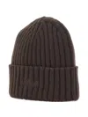 Mc2 Saint Barth Ribbed Logo-embroidered Beanie In Brown