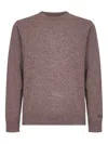 Mc2 Saint Barth Ribbed Logo-embroidered Sweater In Brown