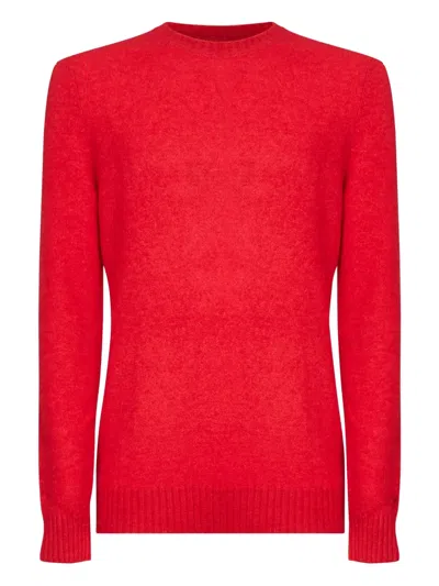 Mc2 Saint Barth Ribbed Logo-embroidery Sweater In Red