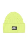 Mc2 Saint Barth Ribbed Logo Patch Beanie Hat In Green