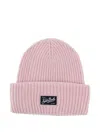 Mc2 Saint Barth Ribbed Logo-patch Beanie Hat In Pink