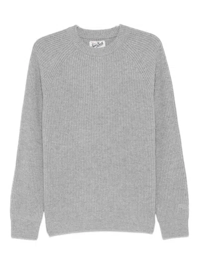 Mc2 Saint Barth Ribbed Marine Wool Knitwear In Gray