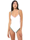 Mc2 Saint Barth Ribbed One Piece Swimsuit With Lurex Edges Filippa Lagerback Co-lab In White