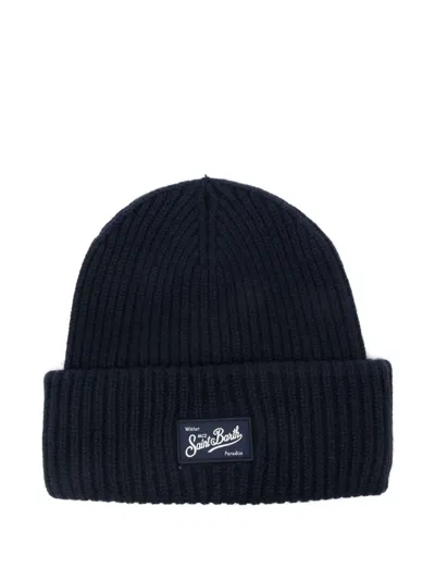 Mc2 Saint Barth Ribbed Patch Hat In Black