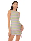 Mc2 Saint Barth Ribbed Sheath Dress With Drawstring In Blue