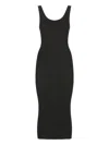 Mc2 Saint Barth Ribbed Sleeveless Midi Dress In Black