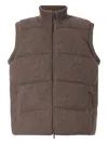 Mc2 Saint Barth Ribbed Zip Gilet In Brown