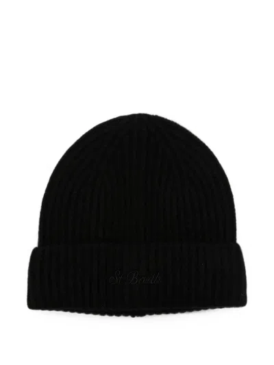 Mc2 Saint Barth Ribbed-knit Beanie Hat In Black