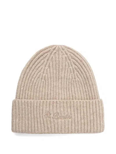 Mc2 Saint Barth Ribbed-knit Embroidered Beanie Hat In Gray