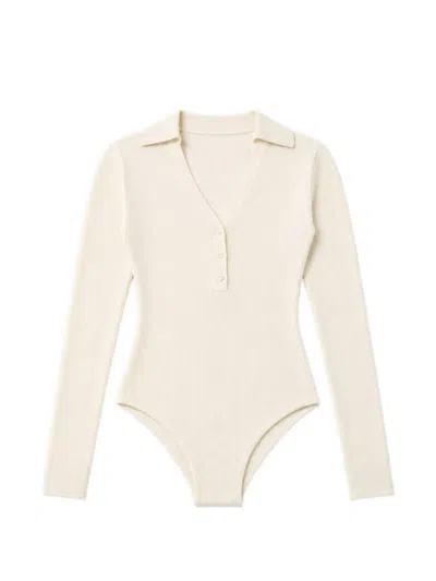 Mc2 Saint Barth Ribbed-knit Long-sleeve Bodysuit In Pink