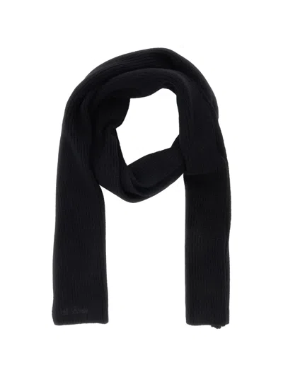 Mc2 Saint Barth Ribbed-knit Scarf In Black
