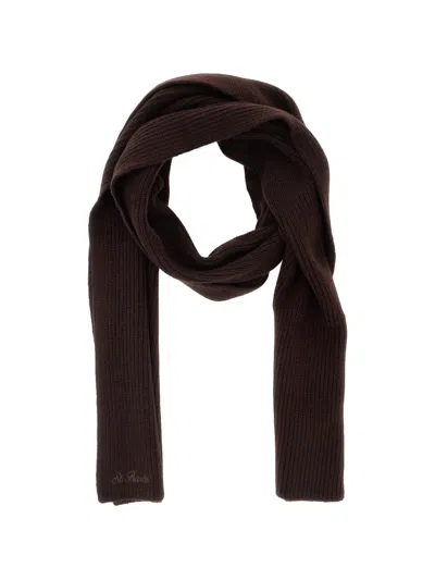 Mc2 Saint Barth Ribbed-knit Scarf In Brown