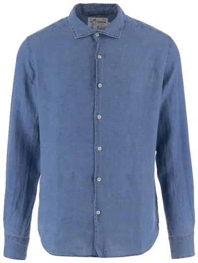 Mc2 Saint Barth Rich Blue Textured Cotton Shirt