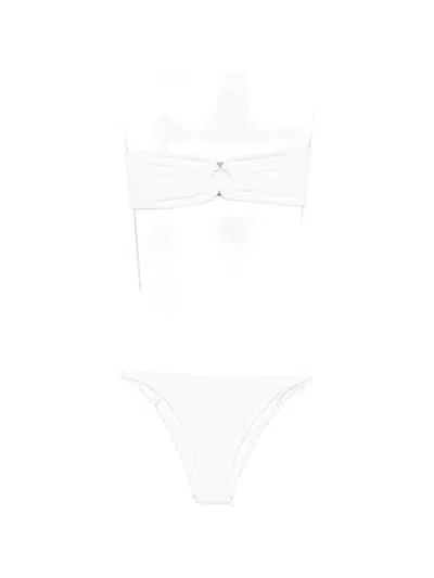 Mc2 Saint Barth Ring-detail Smocked Bikini In White