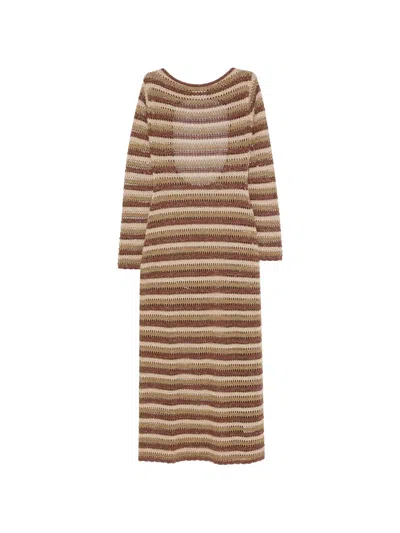Mc2 Saint Barth Robyn Striped Maxi Dress In Neutral