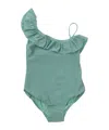 Mc2 Saint Barth Ruffle Asymmetric-shoulder Swimsuit In Green
