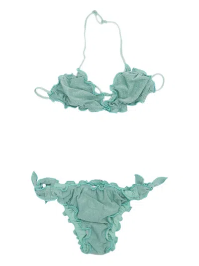 Mc2 Saint Barth Kids' Ruffled Bikini In Green