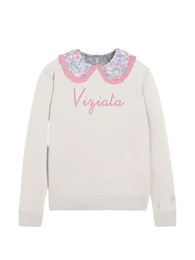 Mc2 Saint Barth Kids' Ruffled Floral Top In Gray