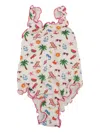 Mc2 Saint Barth Ruffled Print Swimsuit In Neutral