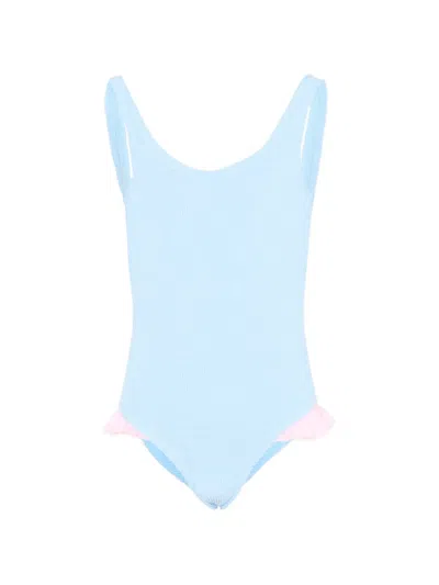 Mc2 Saint Barth Kids' Ruffled Swimsuit In Blue