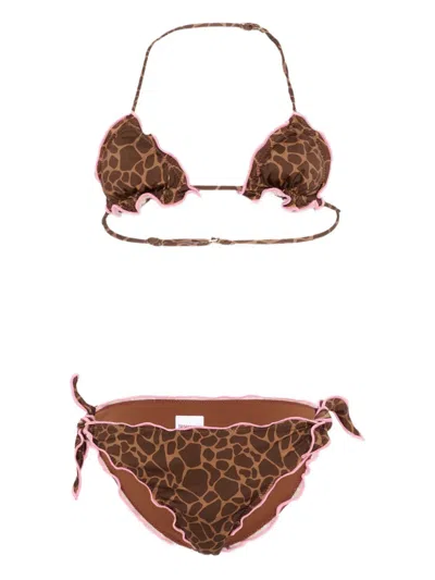 Mc2 Saint Barth Kids' Ruffled-design Bikini In Brown