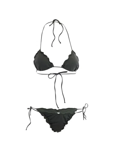 Mc2 Saint Barth Ruffled-trim Bikini In Black