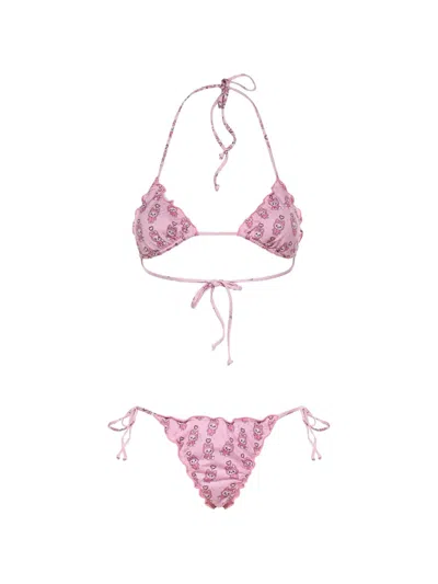 Mc2 Saint Barth Ruffled-trims Bikini In Pink
