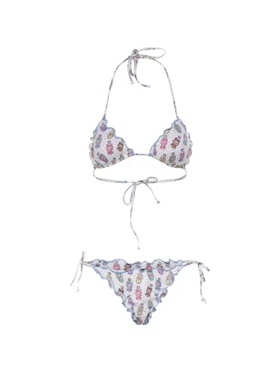 Mc2 Saint Barth Ruffled-trims Bikini In White