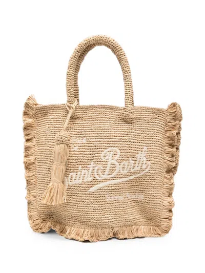 Mc2 Saint Barth Ruffle-trim Embroidered-logo Tote Bag In Neutral
