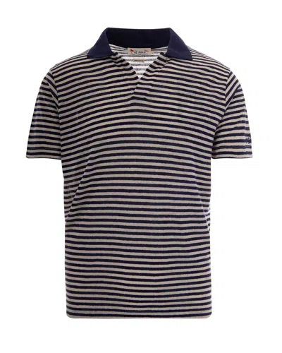 Mc2 Saint Barth Rye Striped Short-sleeve Polo With Contrasting Collar In Black