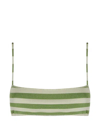 Mc2 Saint Barth Sadie Striped Bikini Top In Silver