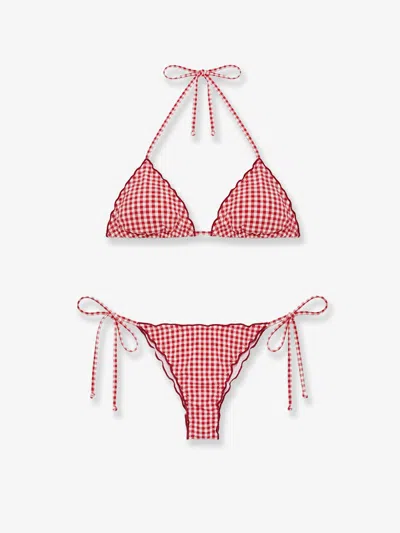 Mc2 Saint Barth Sagitami Nylon Bikini With Vichy Pattern In Multi