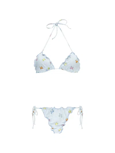 Mc2 Saint Barth Sagitami Striped Crab-print Bikini In Multi