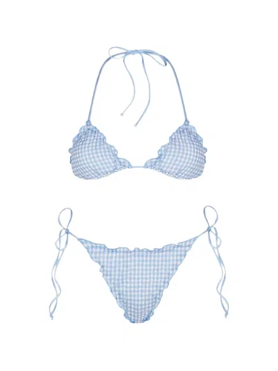 Mc2 Saint Barth Sagitami Vichy Pattern Bikini In Blue
