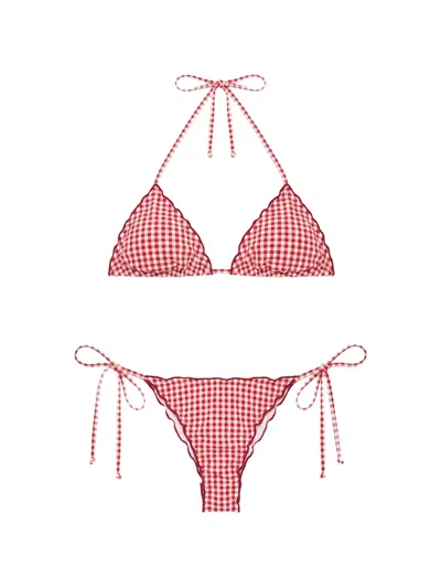 Mc2 Saint Barth Sagitami Vichy Pattern Bikini In Red