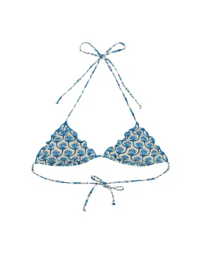 Mc2 Saint Barth Blue Printed Bikini Top Swimwear