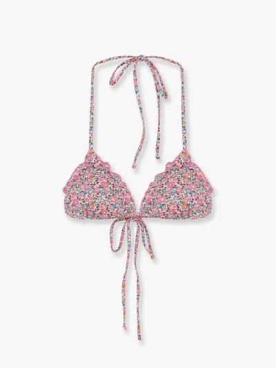 Mc2 Saint Barth Sagittarius Bikini Top With Betsy Ann 21 Print In Pink