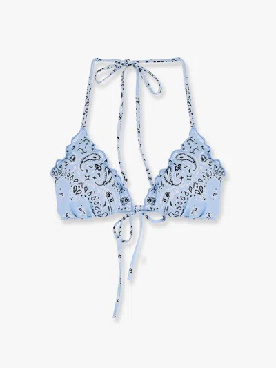 Mc2 Saint Barth Sagittarius Bikini Top With Multicolor Print In Blue