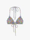 Mc2 Saint Barth Sagittarius Bikini Top With Poppy And Daisy Print In Blue