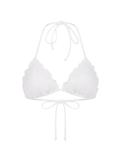 Mc2 Saint Barth Sagittarius Broderie-anglaise Bikini Top In White