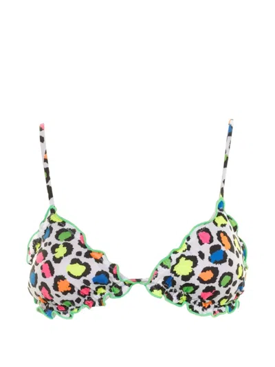 Mc2 Saint Barth Sagittarius Leopard-print Ruffled Bikini Top In Multi