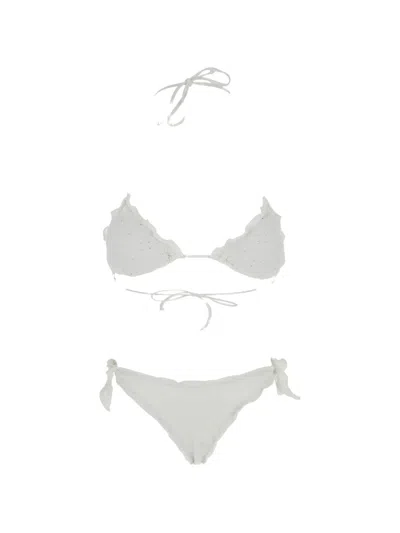 Mc2 Saint Barth Sagittarius Moon Floral-embroidery Bikini In White