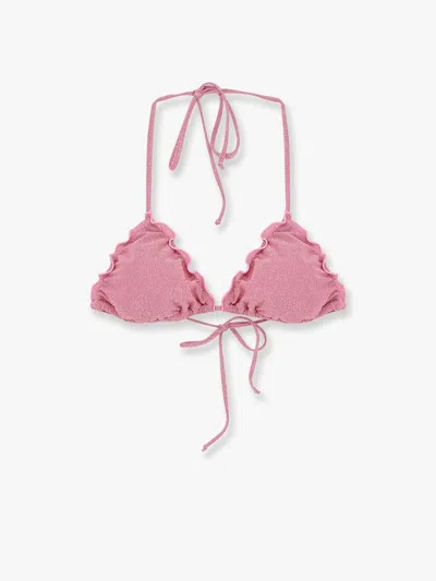 Mc2 Saint Barth Sagittarius Nylon Bikini Top In Pink