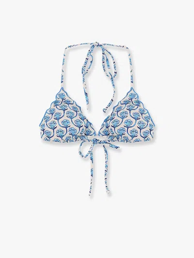 Mc2 Saint Barth Sagittarius Nylon Bikini Top In Blue