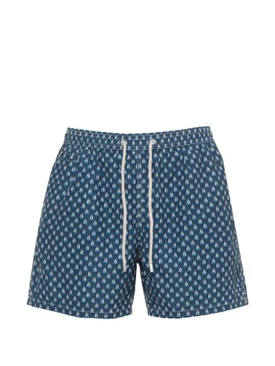 Mc2 Saint Barth Sailboat-print Swim Shorts In Blue