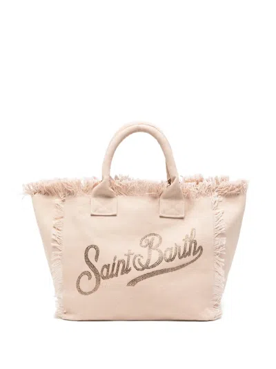 Mc2 Saint Barth Neutral Vanity Fabric Fringed Shoulder Bag