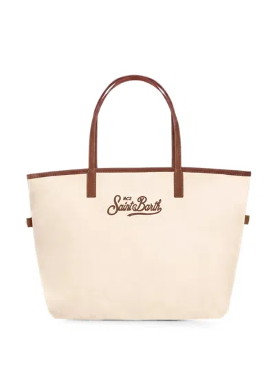 Mc2 Saint Barth Saint Barth Logo-embroidered Tote Bag In Neutral
